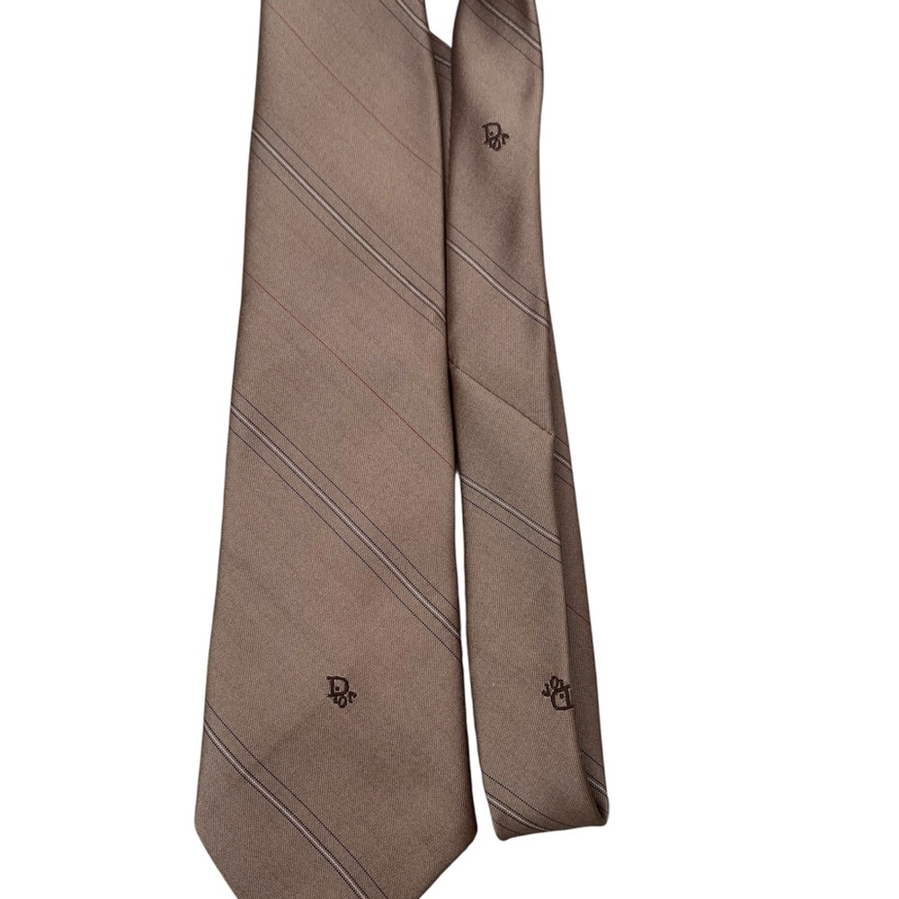 Christian Dior Classic Tan Tie with Subtle Stripes